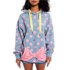 NWT Loungefly Disney Minnie Mouse Medium Pastel Polka Dots French Terry Hoodie